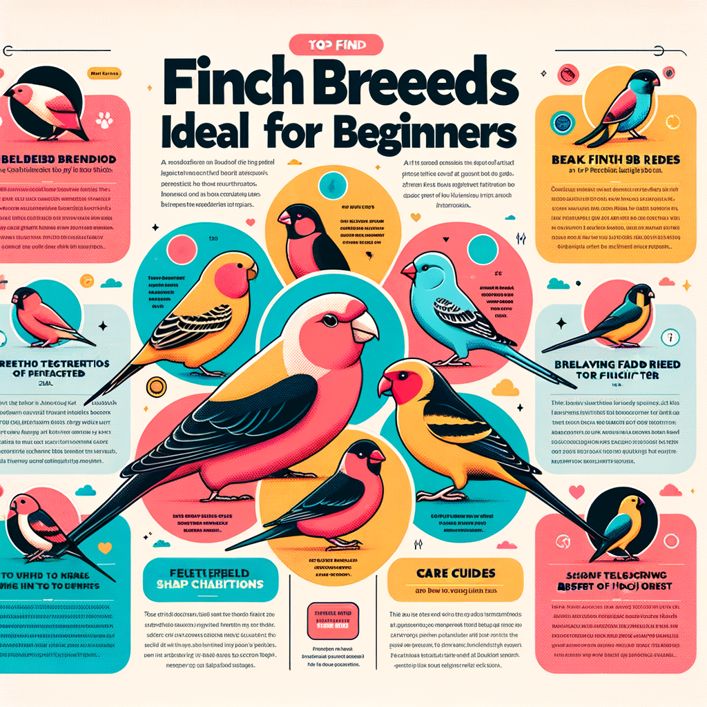 Infographic of top finch breeds for beginners with a guide to choosing a finch breed, highlighting their characteristics and care requirements for new finch owners.