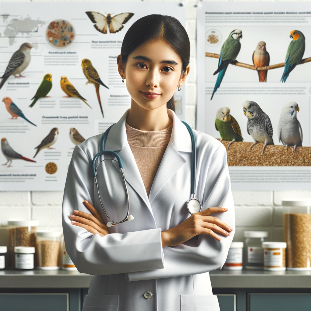 Professional veterinarian addressing common bird health issues in a well-equipped clinic, providing bird care tips and solutions for maintaining bird's health, and offering a bird's health guide for understanding and preventing bird health problems.