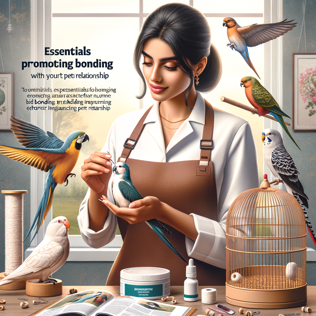 Professional bird trainer demonstrating pet bird bonding and trust-building techniques for enhancing bird pet relationship and care in a serene home environment