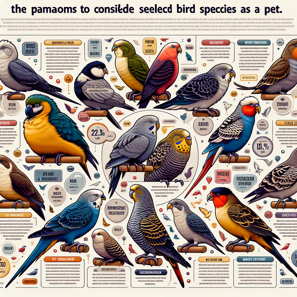 Infographic providing tailored advice for bird owners on bird species selection, highlighting unique traits of perfect bird species for pets and offering bird ownership tips for choosing the right bird.