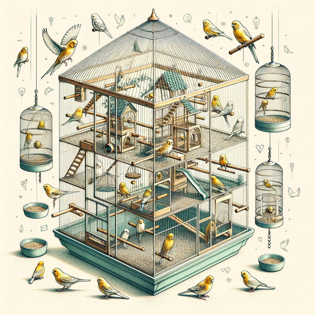 Multi-canary cage design illustrating peaceful bird cohabitation, canary bird companionship, and effective canary bird housing solutions for peaceful multi-bird living.